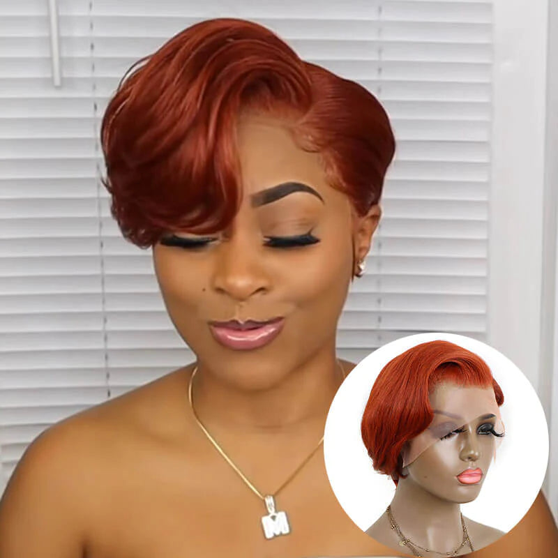 Straight Ginger Lace Front Pixie Unit